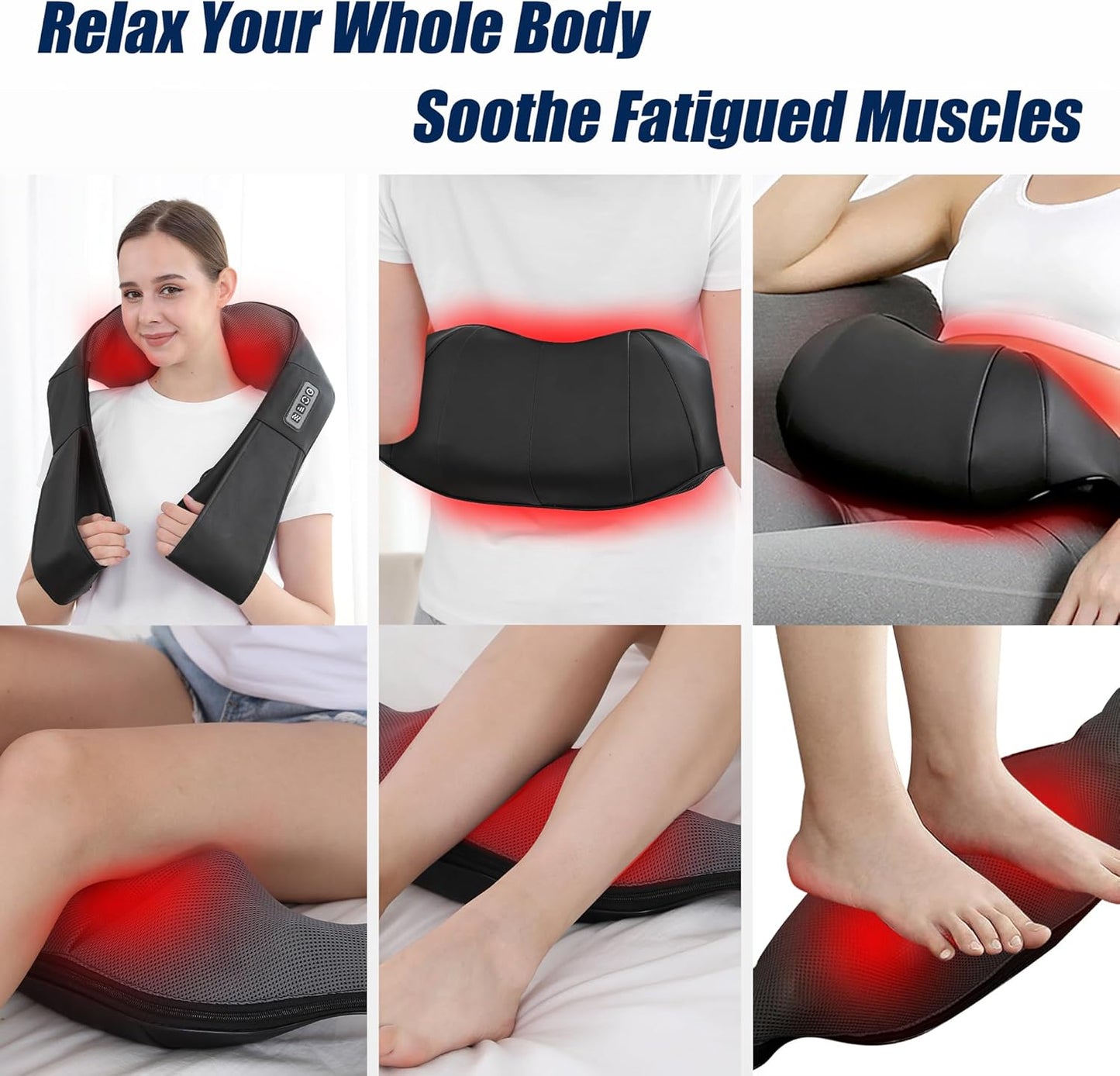 Shiatsu Neck and Back Massager with Heat, Electric Deep Tissue Kneading Neck and Shoulder Massage, Best Gifts for Women Men Mom Dad Mothers Fathers Day Birthday Gift (NOT Cordless)