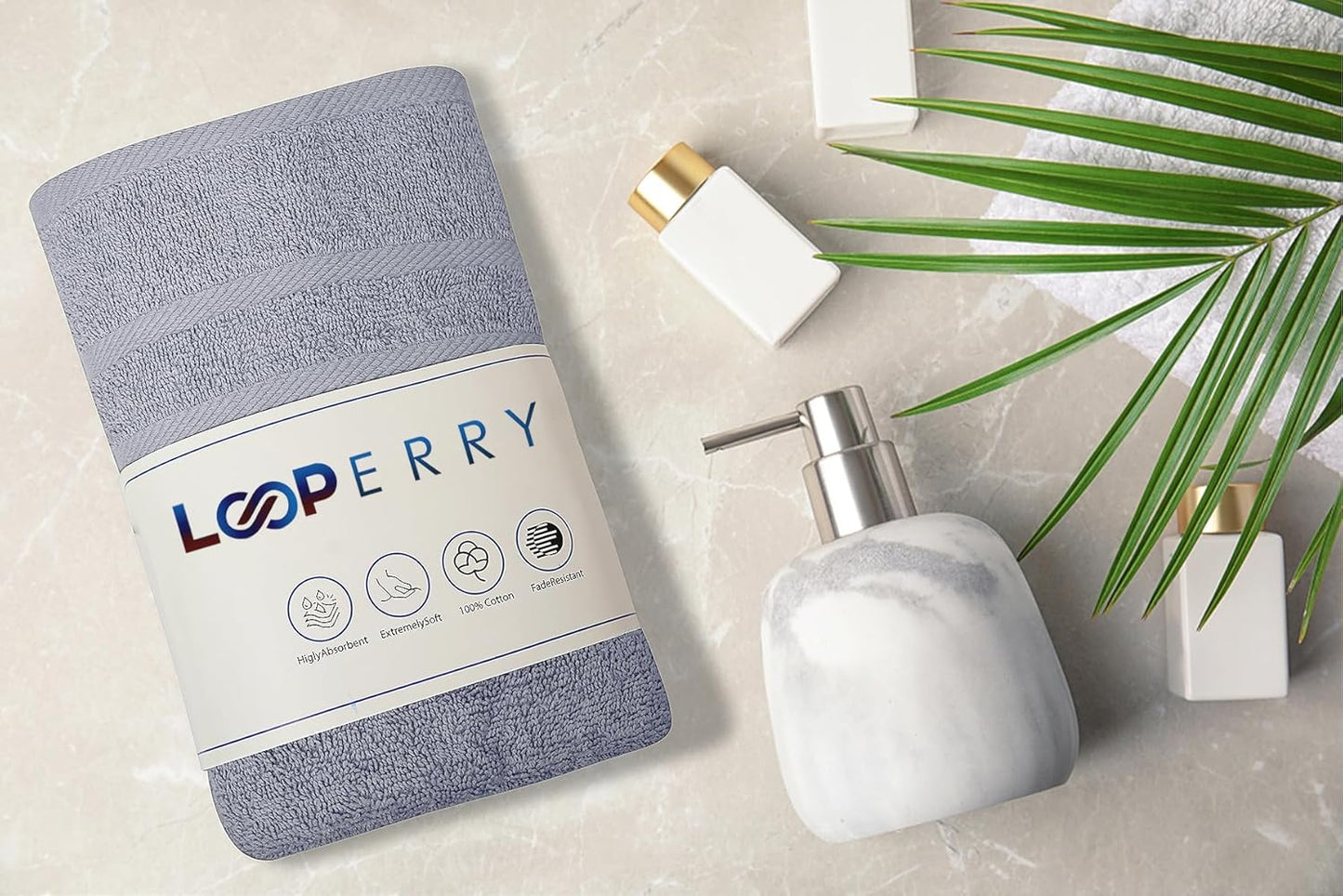 Looperry 6 Pack Small Bath Towel Set - 100% Cotton 23x46 Shower Towels in 450 GSM. Lightweight & Absorbent Quick Dry Gym Towel for Showering, Pet Drying, Spas & Salons. Terry Ringspun Towels (Grey)