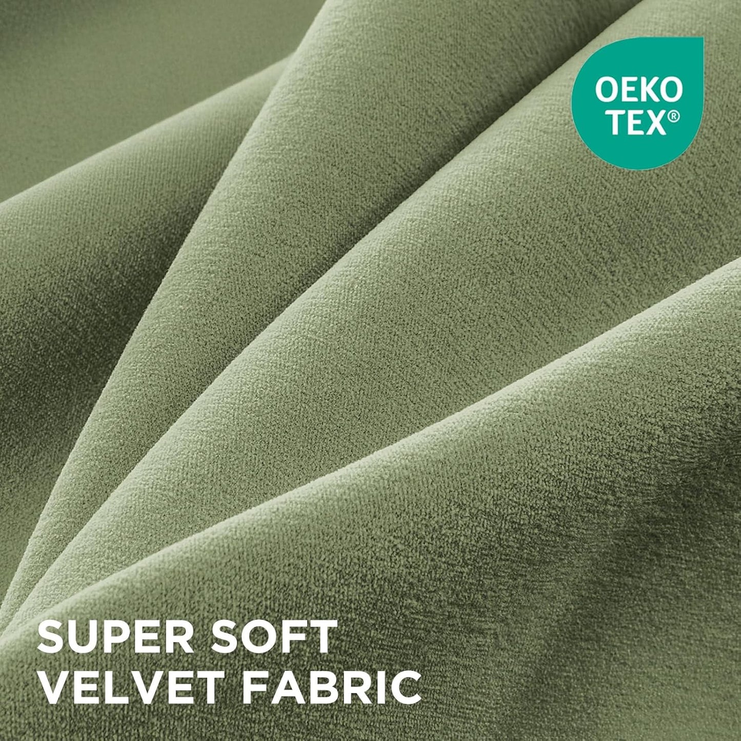 Joydeco Coconut Green Velvet Curtains 90 Inches 2 Panels, Luxury Thermal Insulated Soft Green Curtains for Bedroom & Living Room, Room Darkening Velvet Drapes, Rod Pocket (52W x 90L)