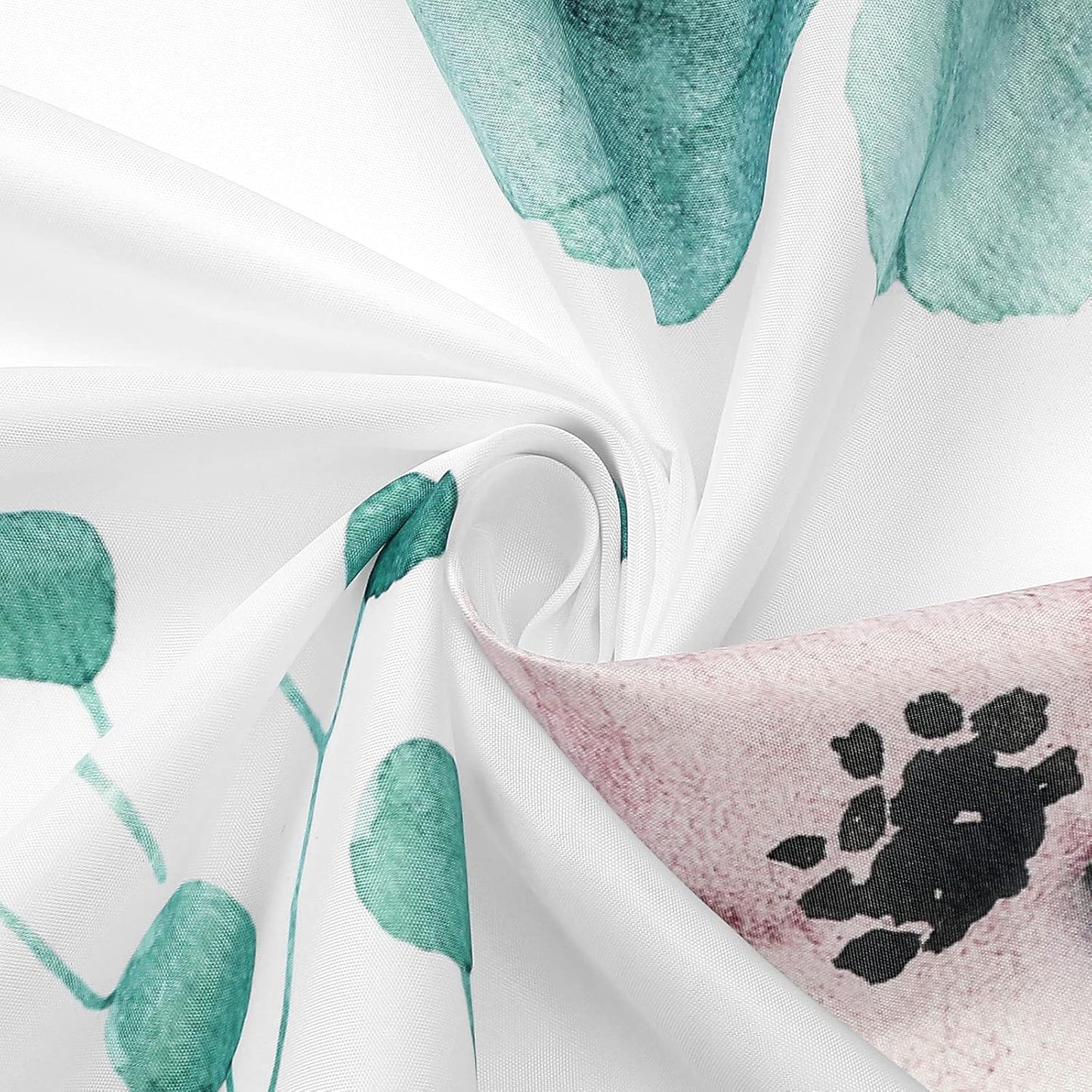 Gibelle Small Stall Shower Curtain 36 x 72, Narrow Half Watercolor Floral Fabric Shower Curtain, Teal Beige Flower Decorative Bathroom Shower Curtain Set with Hooks