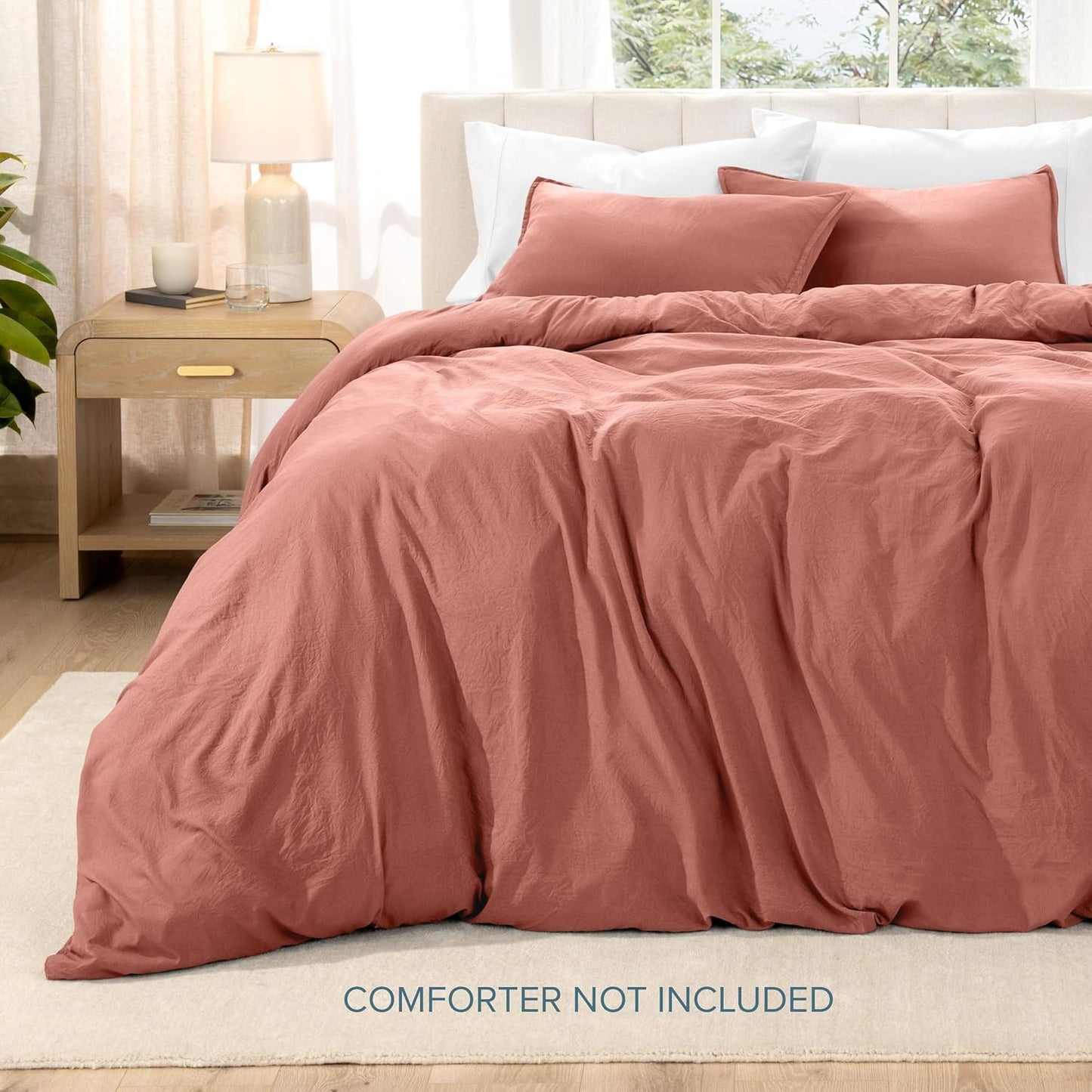 Bare Home Microfiber Duvet Cover Set - Ultra Soft Washed Microfiber - Oversized Queen Size - Linen-Like Look - Easy Care - Breathable Fabric - Our Softest Duvet Cover Set (Oversized Queen, Dusty Rose)