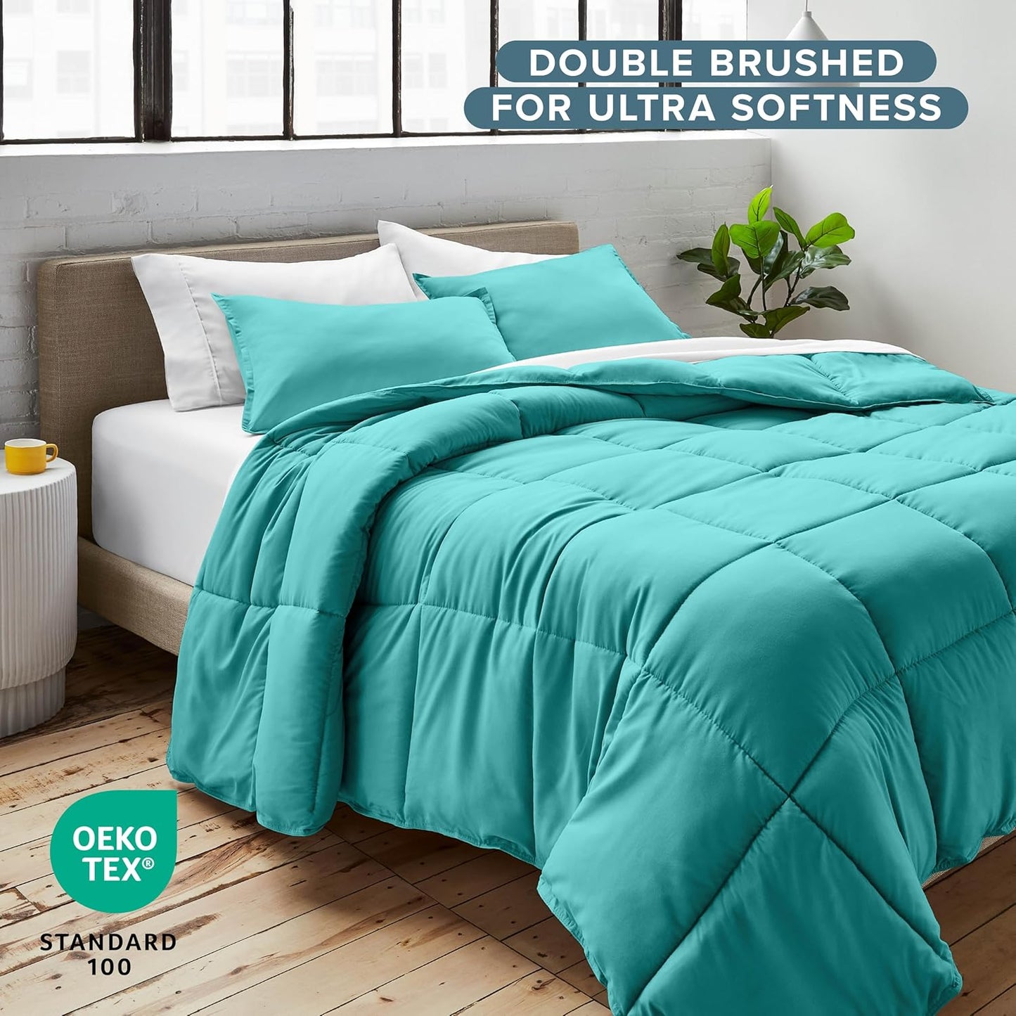 Bare Home Comforter Set - Twin/Twin Extra Long Size - Ultra-Soft - Goose Down Alternative - Premium 1800 Series - All Season Warmth (Twin/Twin XL, Turquoise)
