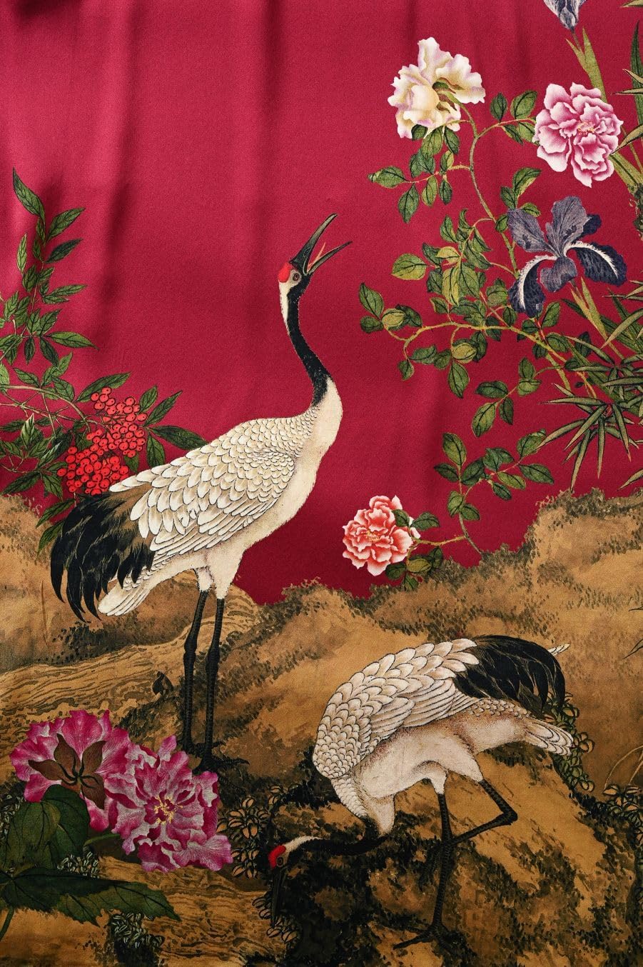 Women's Silk Kimono Robe Long Bathrobe Nightgown 100% Mulberry Silk for Women - Classic Floral Pattern