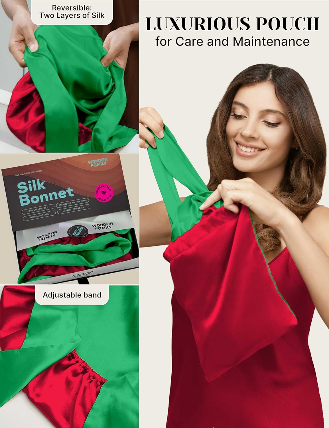 100% Mulberry Silk Bonnet for Sleeping Women with Curly Hair – Alternative to Double Layer Satin Bonnet with Tie Band