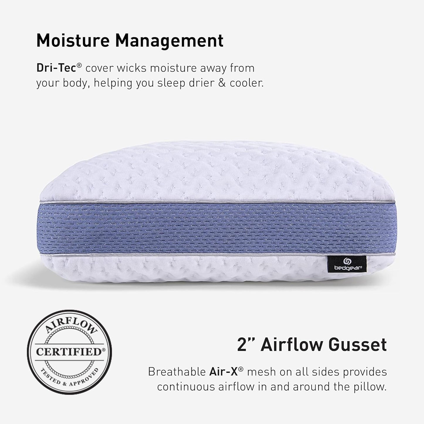 Bedgear Balance Performance Pillow – 2.0 - Moisture Wicking Bed Pillow for All Sleep Positions - Medium Firmness Bed Pillow - Washable Removable Cover – 20" W x 26" L x 5.75" H