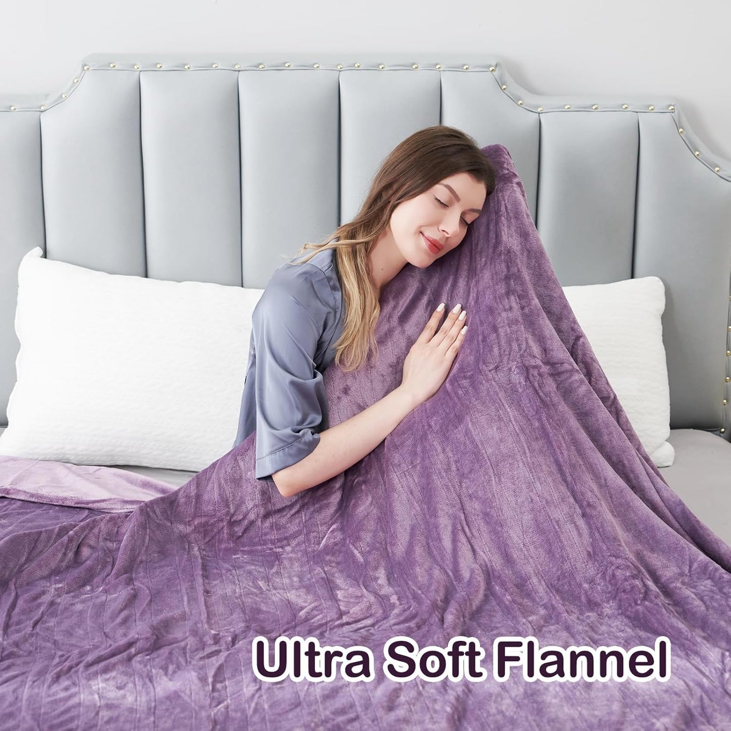 Electric Heated Blanket Full Size 72"x 84", Super Cozy Soft with 6 Heat Levels & 10 Hours Auto of, Quick Heating for Bedroom Living Room Machine Washable, Purple