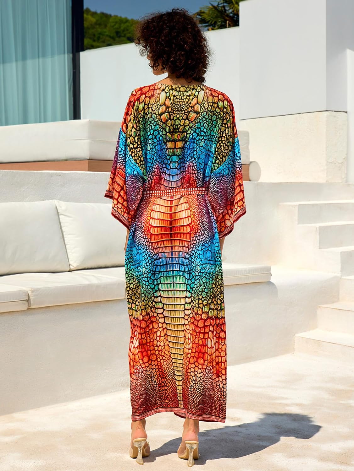 Women Casual Open Front Lightweight Cardigan Long Beach Kimono Cover Up