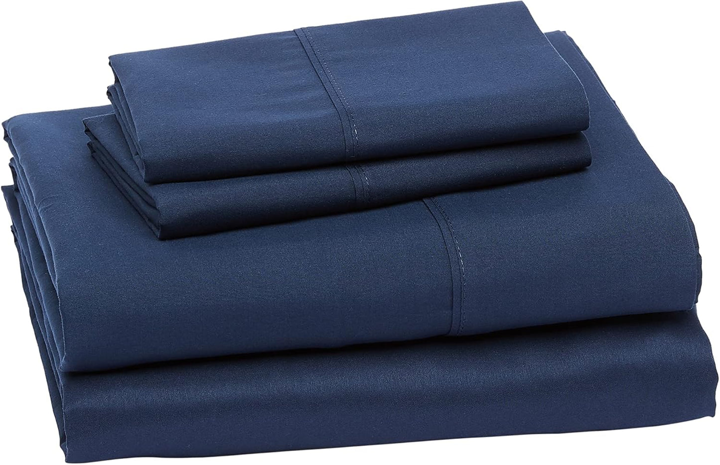 Amazon Basics Lightweight Super Soft Easy Care Microfiber 4 Piece Bed Sheet Set with 14-Inch Deep Pockets, Full, Navy Blue, Solid