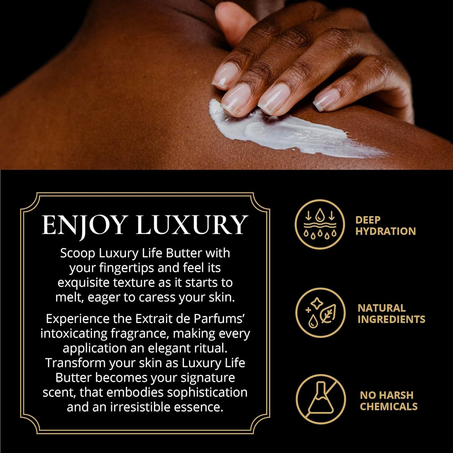LUXURY LIFE BUTTER - Irresistibly Scented Body Butter with Hyaluronic Acid for Ultimate Moisture. Luxurious Natural Fragrance. Hydrates for a Non-Greasy Glamorous Glow, Intimate Dessert, 5 oz.