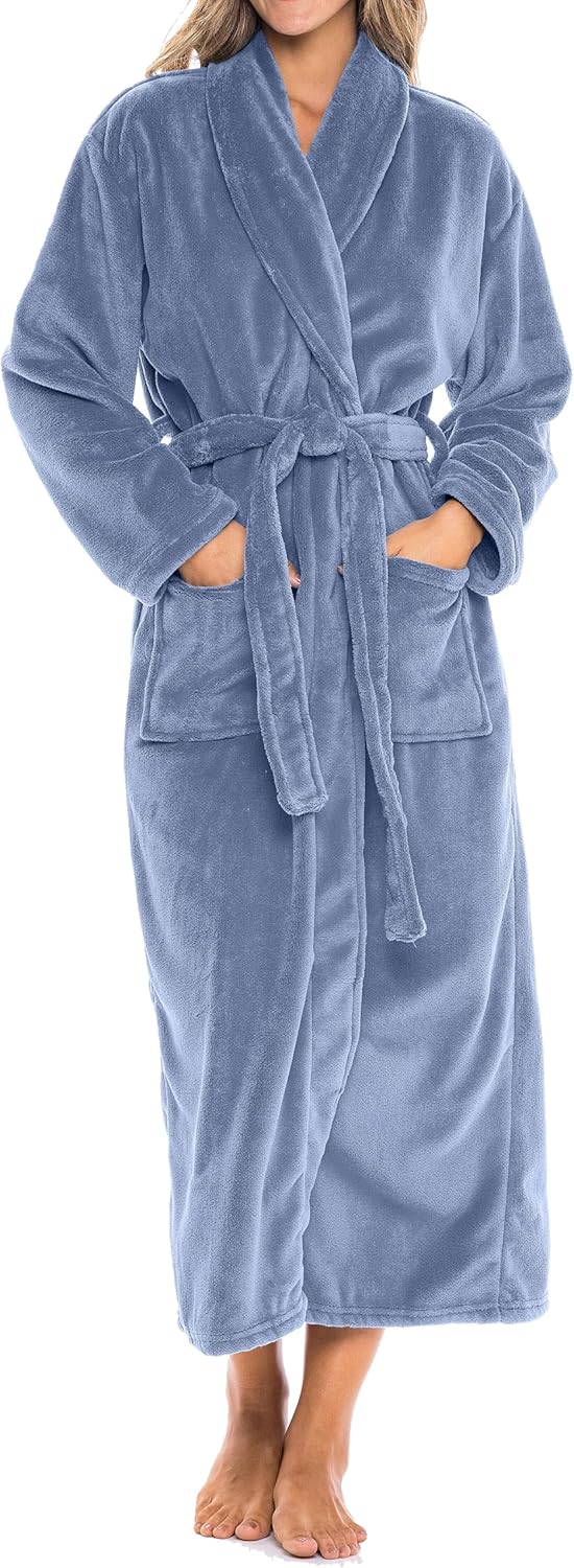 Alexander Del Rossa Plush Robe for Women, Long Fleece Winter Bath Robe, Plus Size