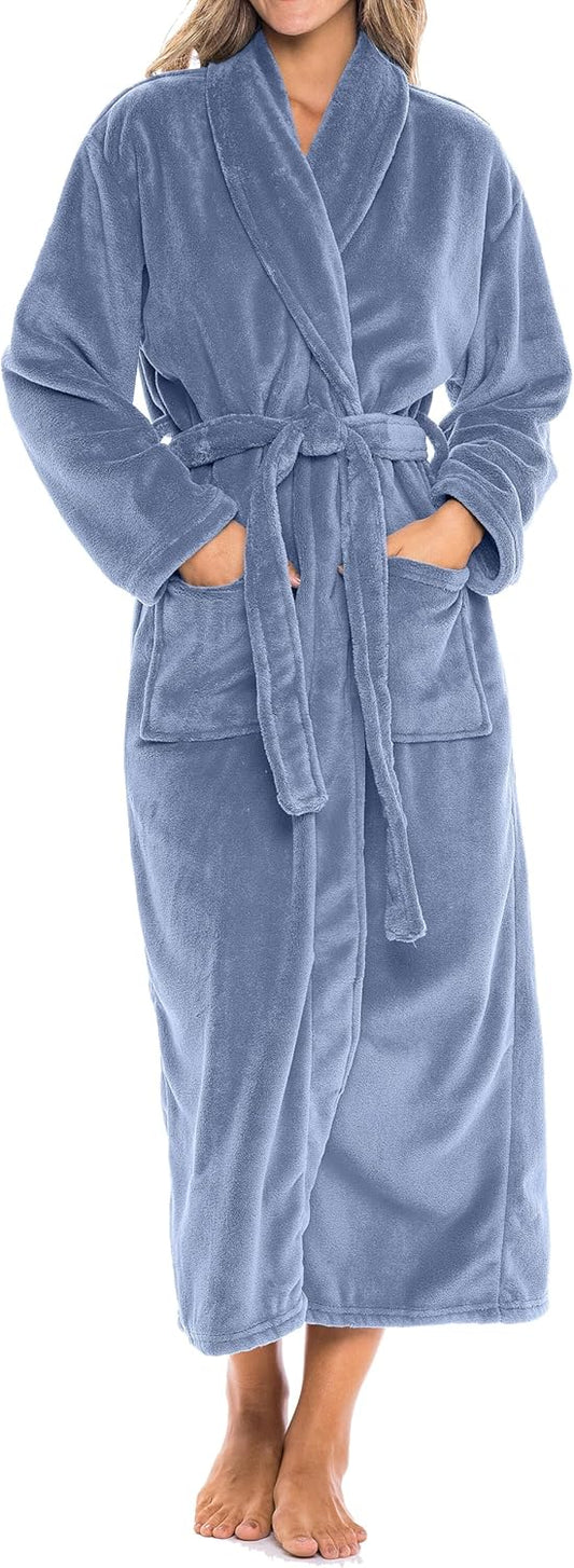 Alexander Del Rossa Plush Robe for Women, Long Fleece Winter Bath Robe, Plus Size
