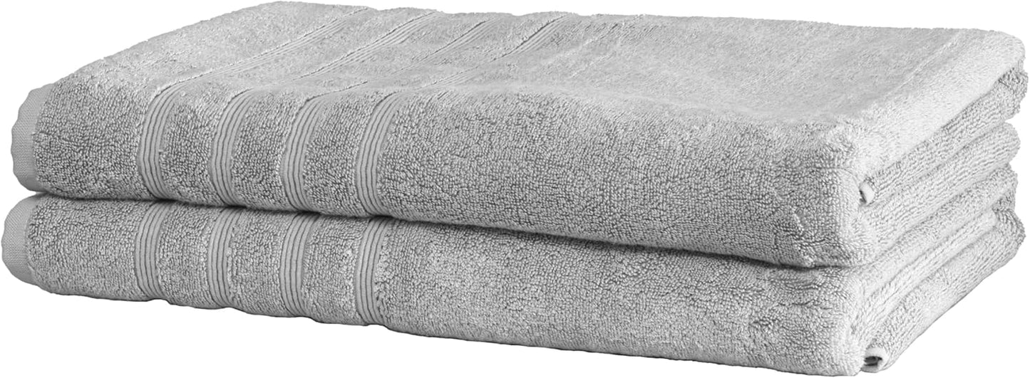 Mosobam Luxury Turkish Towels Set of 2 Bath Sheets 35X70 Light Grey (Gray) 700 GSM Bamboo Viscose & Aegean Turkish Combed Cotton