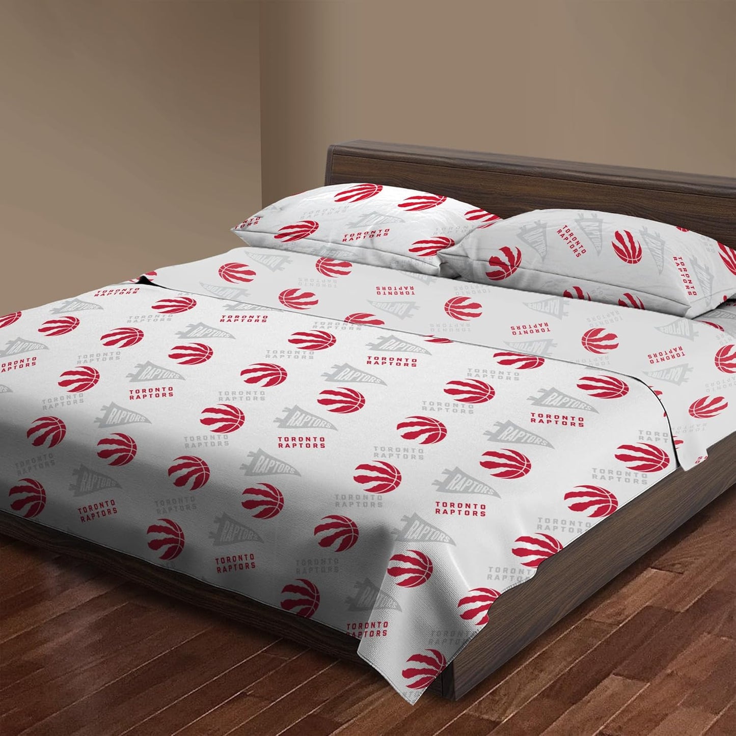 Northwest Officially Licensed Toronto Raptors NBA Full Size Sheet Set – Soft Team Logo Bedding for Dorms, Bedrooms, Fan Caves & Game Day Style