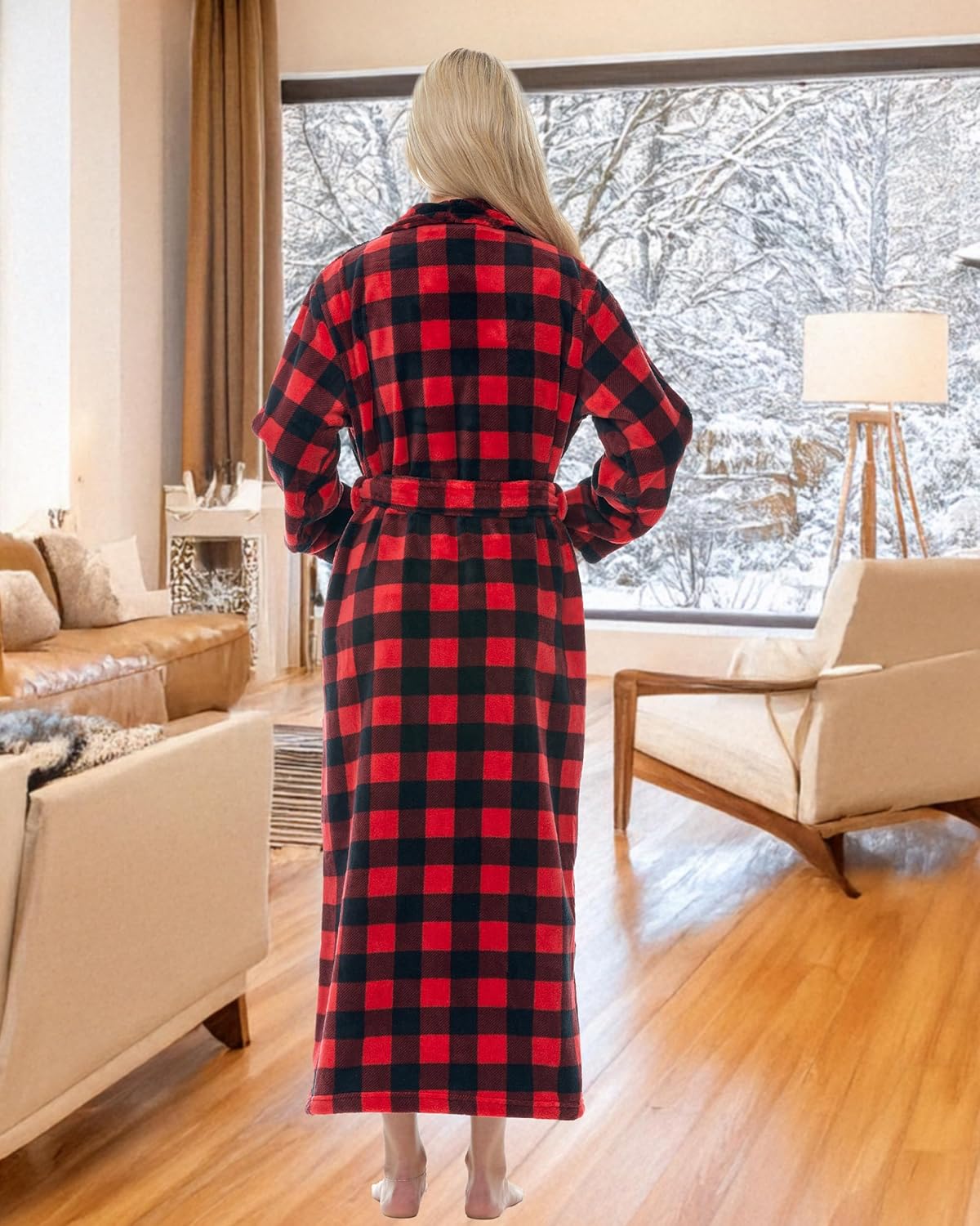 Alexander Del Rossa Plush Robe for Women, Long Fleece Winter Bath Robe, Plus Size