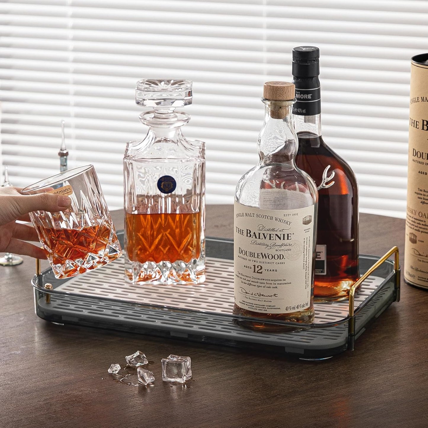 Seoneiro Whiskey Tray, Glass Cup Rack, Mug Holder, Coffee Cup Organizer, Bathroom Countertop with Drain Board Wine Glass Decorative Organizer, Food Tray, Kitchen Spice Rack
