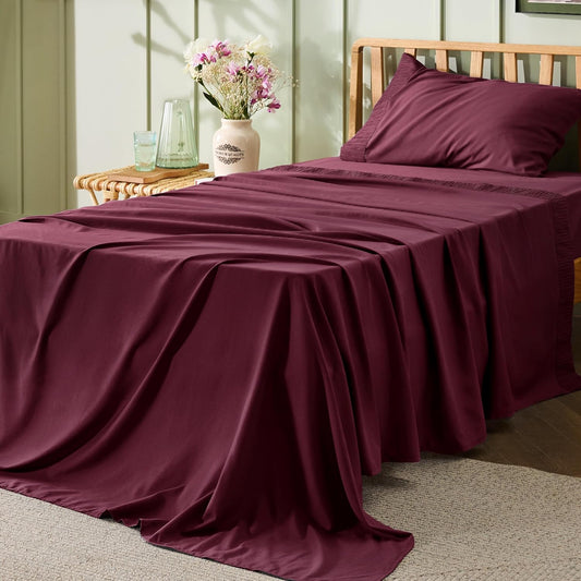 Bedsure Twin Sheets Set - 3 Pieces Soft Twin Bed Sheets - Breathable & Cooling - Hotel Luxury - Easy Care Polyester Microfiber Bedding for Women, Men, Red