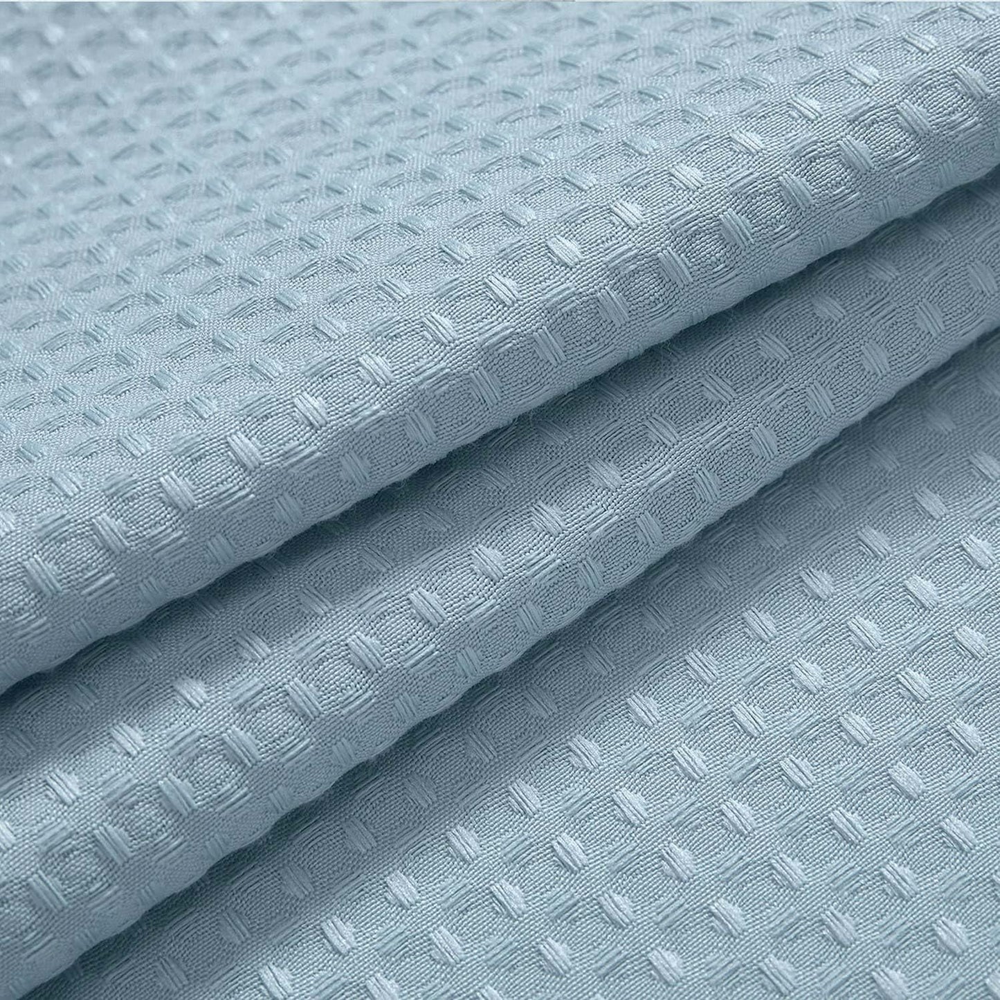 River Dream Heavyweight No Hooks Required Dotted Waffle Weave Shower Curtain with Snap in Liner - 71W x 74H,Hotel Grade,Spa Like Bath Curtain,Blue