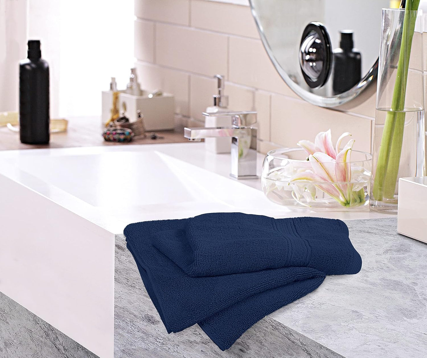 Utopia Towels [6 Pack Premium Hand Towels Set, (16 x 28 inches) 100% Ring Spun Cotton, Ultra Soft and Highly Absorbent 600GSM Towels for Bathroom, Gym, Shower, Hotel, and Spa (Navy Blue)