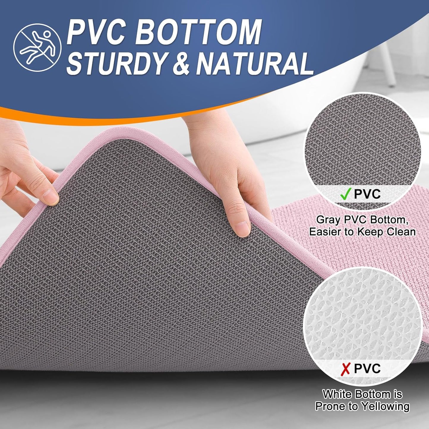 OLANLY Thick Memory Foam Bath Mat Rug 24x16, Extra Soft Absorbent Bathroom Rug, Quick Dry Bath Mats, Non-Slip, Machine Washable Carpet for Bathroom, Tub and Shower, Home Decor Accessories, Dusty Rose
