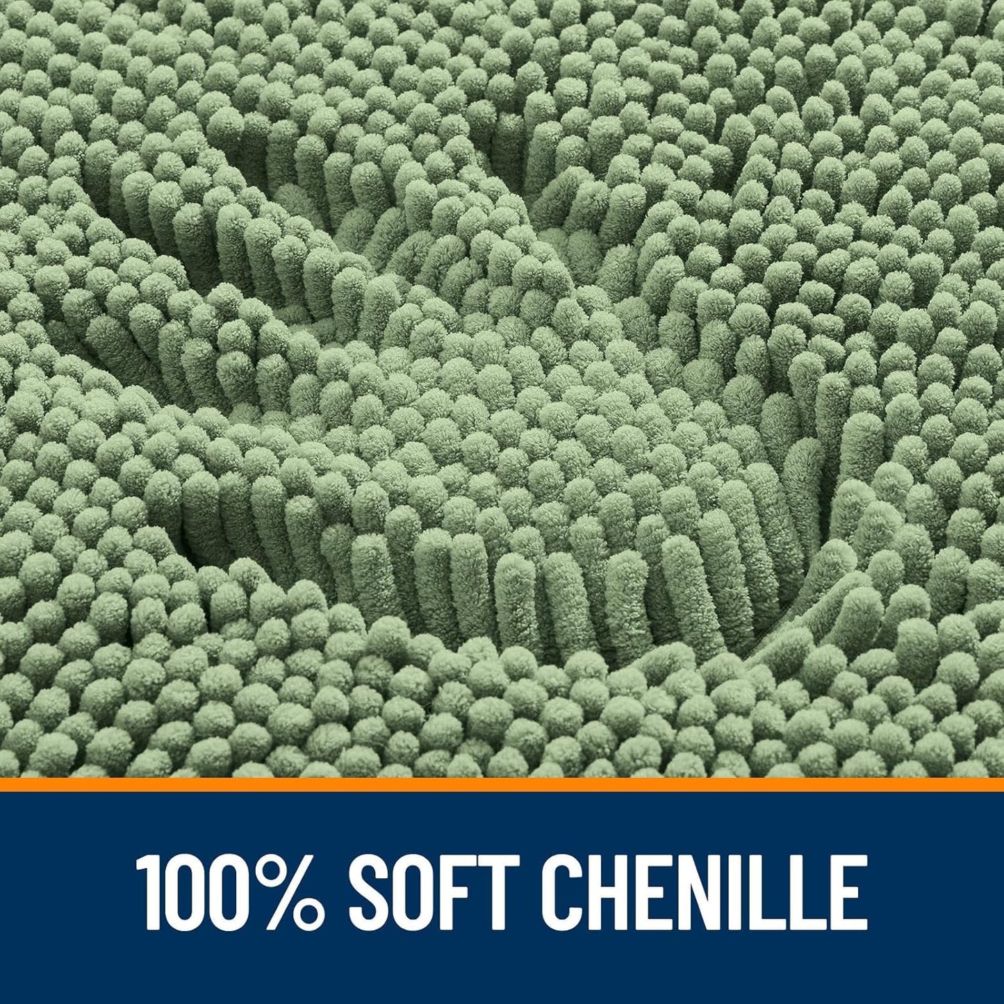 OLANLY Toilet Rugs U-Shaped 24x24, Extra Soft Absorbent Chenille Contour Bathroom Rugs for Toilet, Dry Quickly, Machine Washable, Non-Slip Bath Mat, Sage Green
