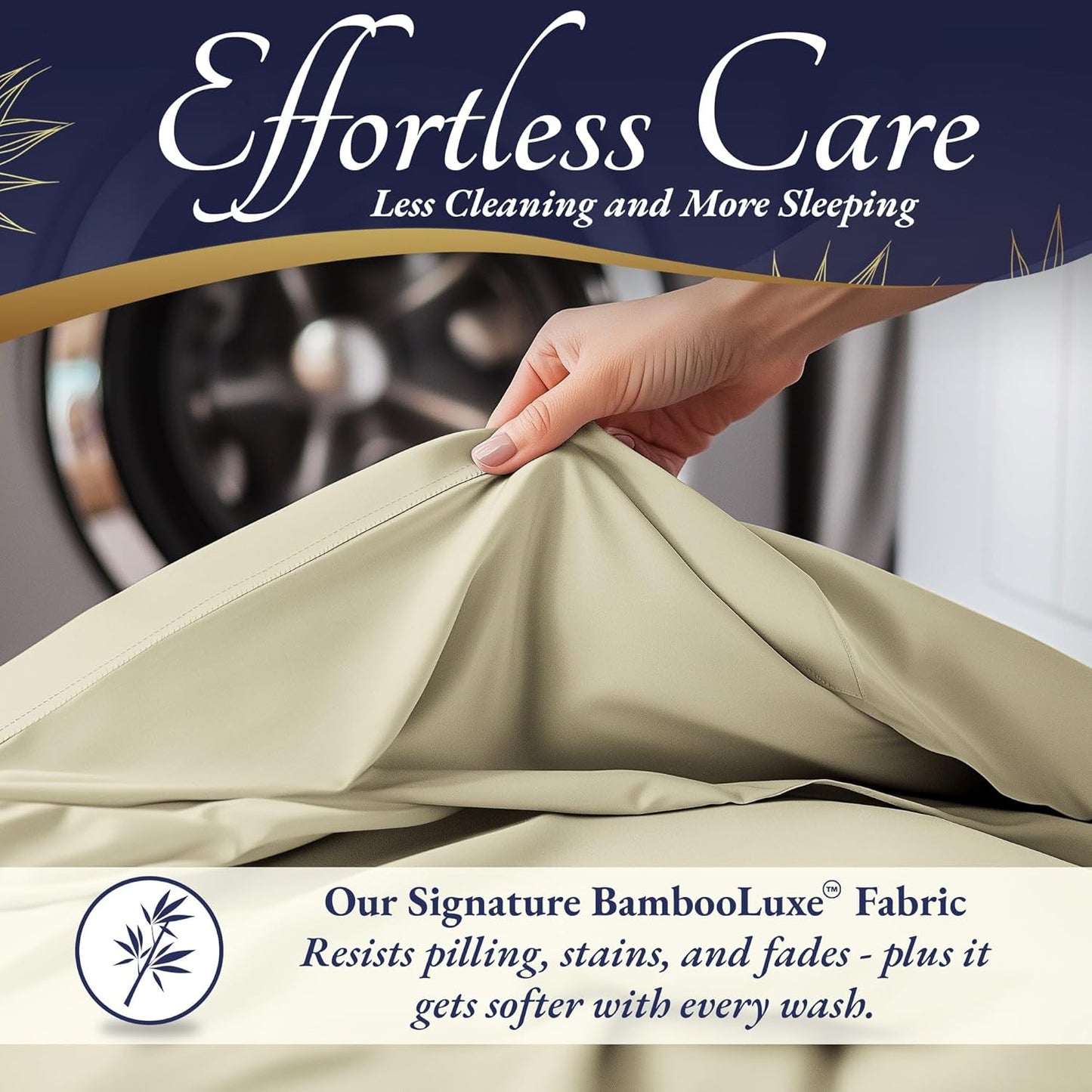 DECOLURE 100% Viscose Derived from Bamboo Sheets Twin Size 3pcs - Ultra Soft & Luxuriously Cooling, 17" Deep Pocket, Double Stitching, Perfect for Hot Sleepers - Twin Bed Sheets (Creme)