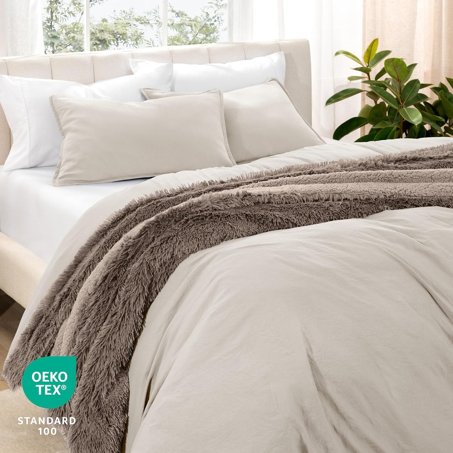 Bare Home Microfiber Duvet Cover Set - Ultra Soft Washed Microfiber - Oversized King Size - Linen-Like Look - Easy Care - Breathable Fabric - Our Softest Duvet Cover Set (Oversized King, Fog)