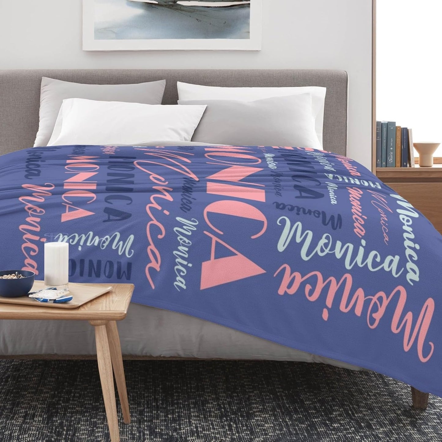Name Blanket Personalized Blanket for Adult Kids Flannel Customize Throw Blanket Custom (Color 14, 50 x 60 Inches)