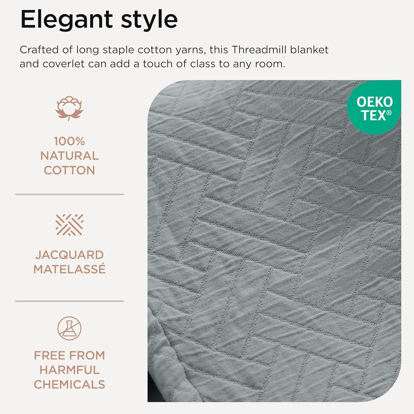Threadmill Luxury Cotton Blankets for Queen Size Bed | All-Season 100% Cotton Queen Size Blanket | Jacquard Cozy Lightweight, Soft Breathable Coverlet fits Full Size Bed, 90x92 | Scottish Grey