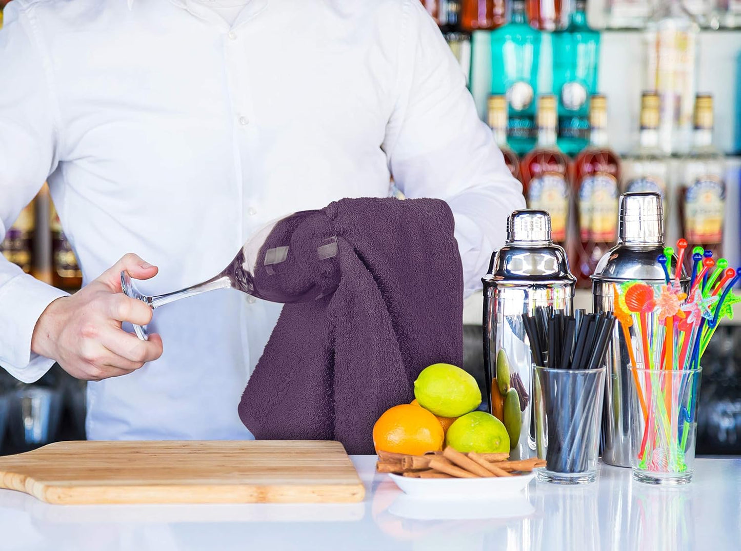 Utopia Towels Kitchen Bar Mops, Pack of 12, 16 by 19 Inches, 100% Cotton Super Absorbent Plum Towels, Multi-Purpose Cleaning Towels for Home and Kitchen Bars