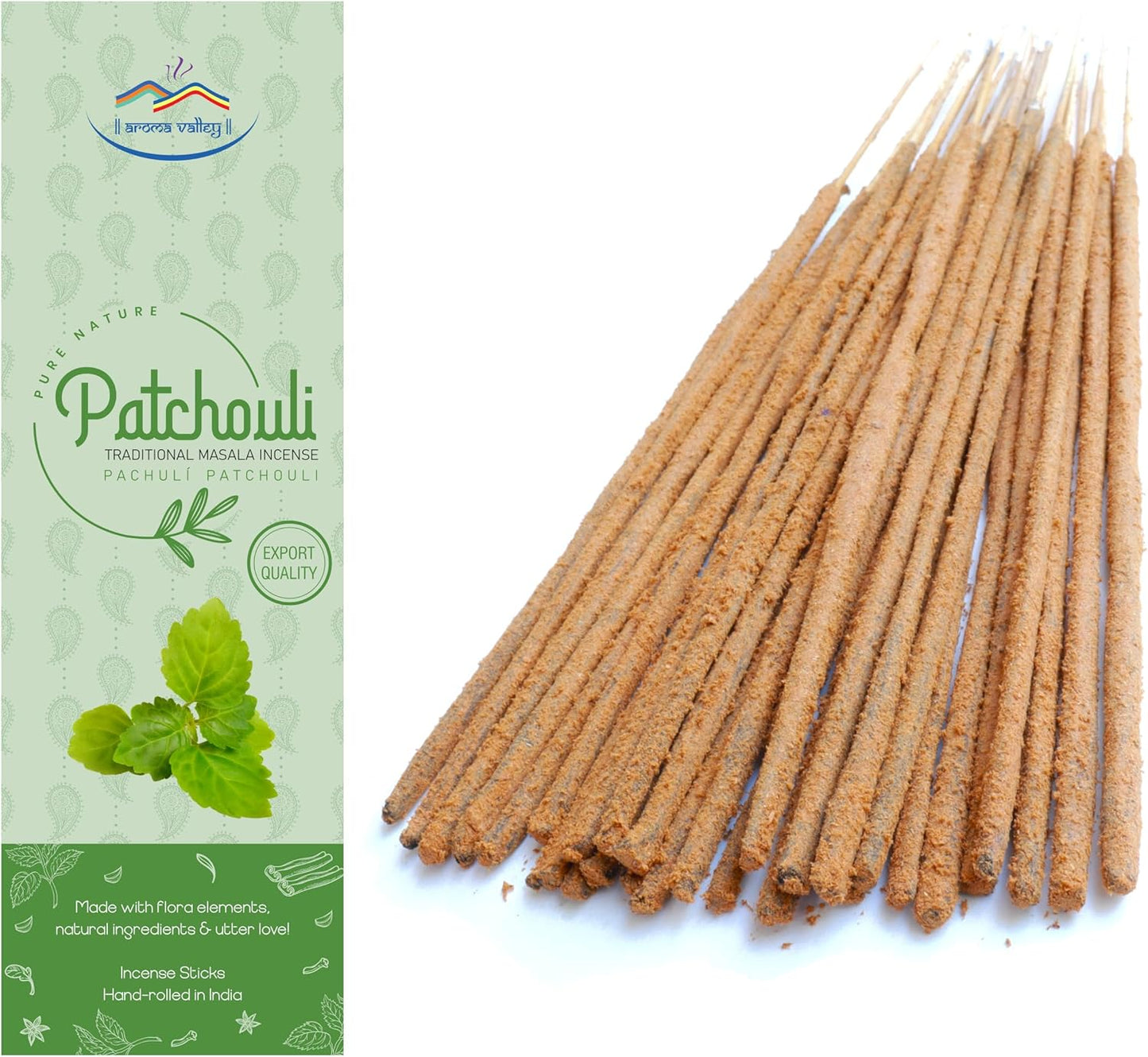 Patchouli Incense Sticks - Authentic Traditional Handrolled Masala Incense - 100 Grams - 75 to 85 Sticks
