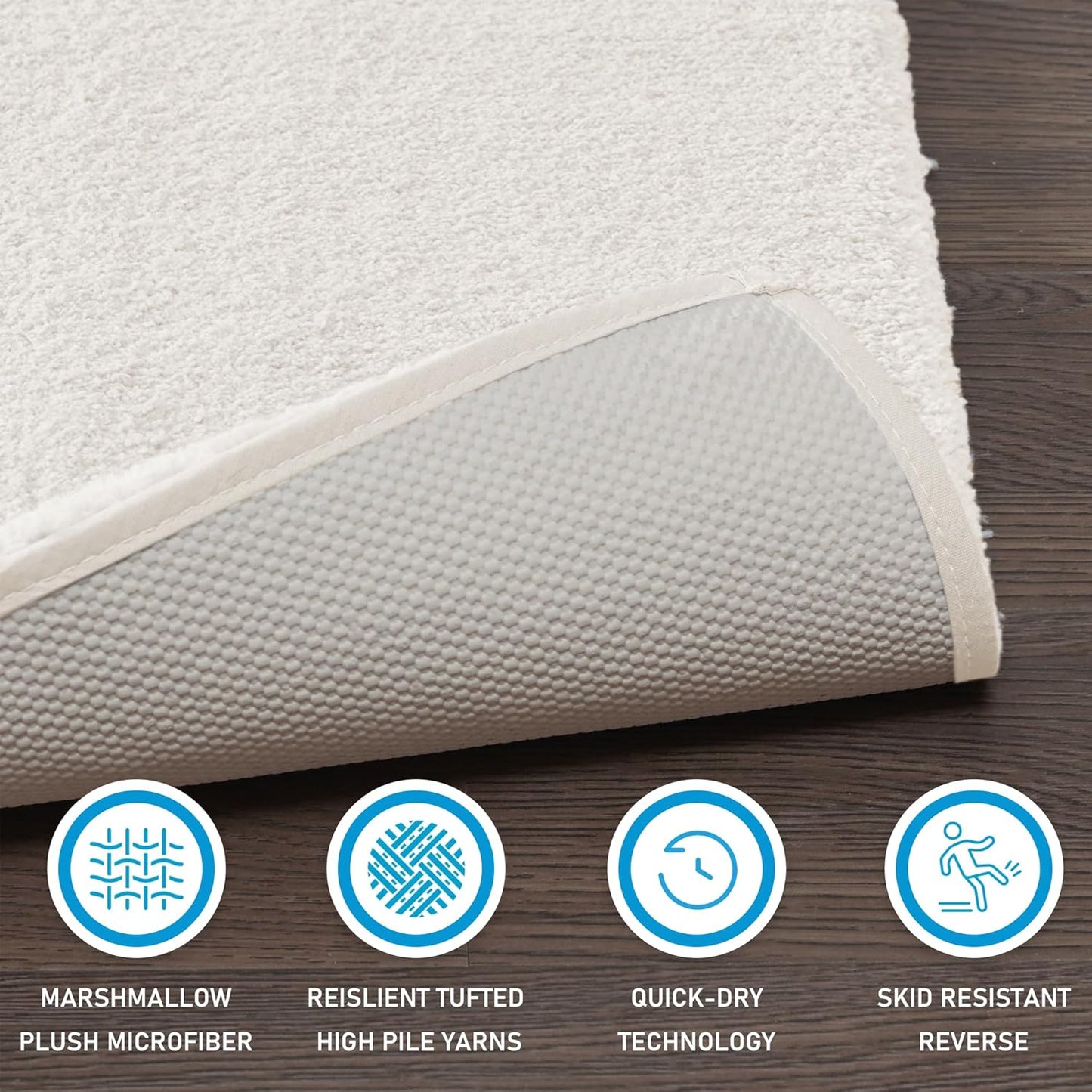 Madison Park Signature Non Slip, Luxrurious Plush Mat, Absorbent, Quick Dry, Spa Design Bath Room Décor Marshmallow Bathroom Rug, 1'8"x2'6", Cream