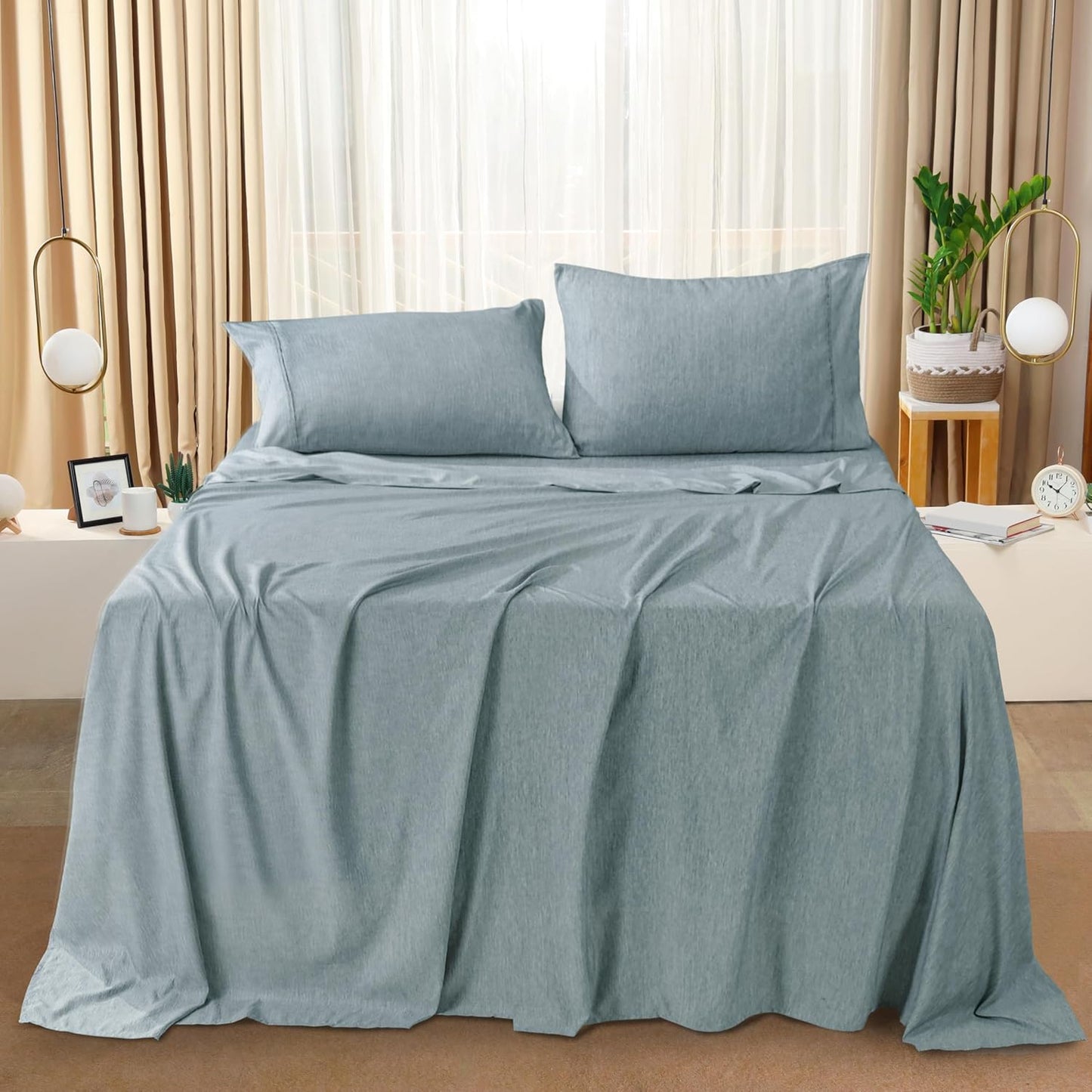 Utopia Bedding Queen Sheet Set – 4 Piece Bed Sheets for Queen Size Bed, Soft and Breathable Microfiber, Includes 1 Fitted Sheet, 1 Flat Sheet and 2 Pillowcases (Heather Grey)