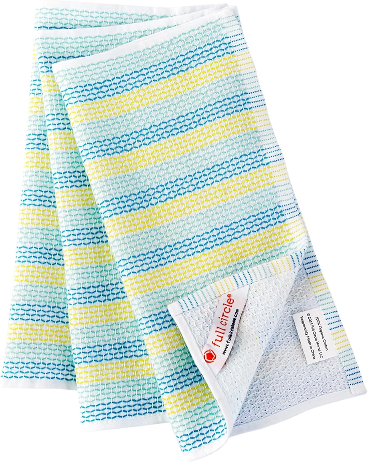 Full Circle Tidy 100% Organic Cotton Dish Cloths, Set of 3, Spring Green