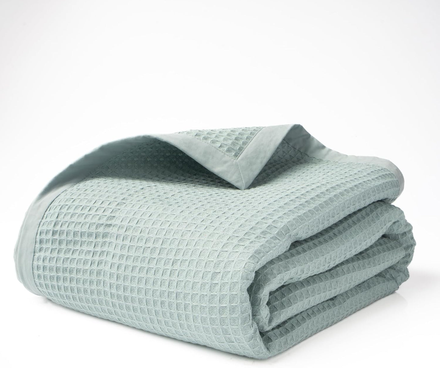 Salt Earth GOTS Certified 100% Organic Cotton Throw Blanket, 90" X 90" Blankets & Throws for Bed, Throw Blanket for Couch,Modern & Cozy Blanket, All Seasons Waffle Blanket, Soft Blanket (Silver Blue)