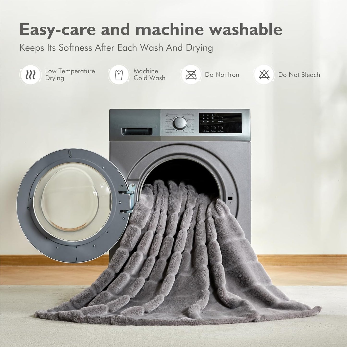 ALPHA HOME Luxury Faux Rabbit Fur Throw Blanket for Couch Bed, Cozy Gifts for Women Christmas, Ideal for Home Decor and Chilly Nights