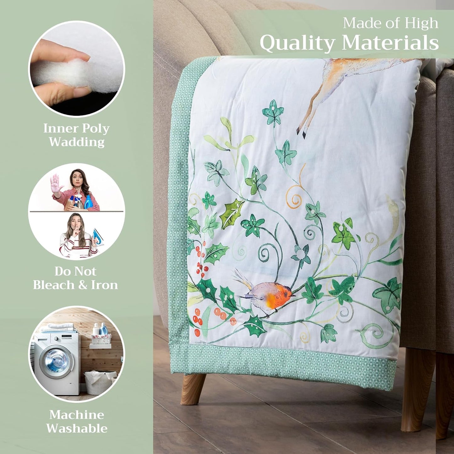 Maison d' Hermine Throw Blanket for Couch Lightweight Soft Warm Breathable Cotton Throw Blankets for Bed Girls Boys Women Men Gifts Sofa Travel Living Room Chair Bedding (60"x80", Snowy World)