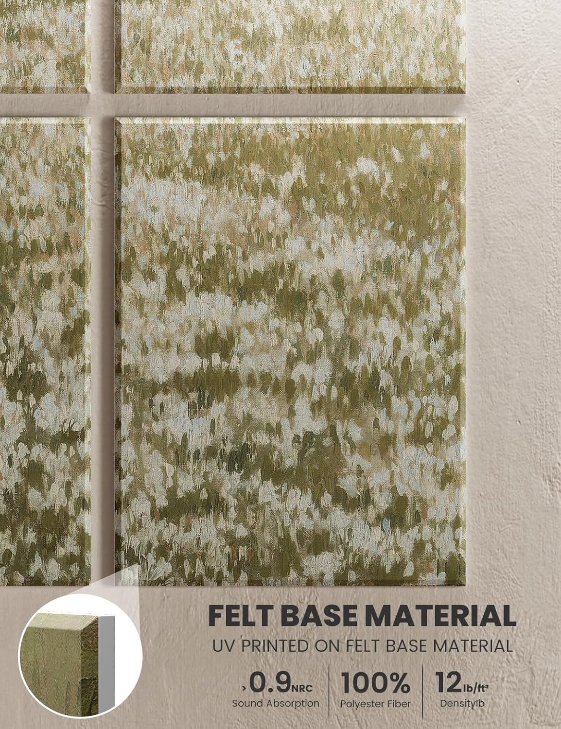 Wall Art Acoustic Panels,35''X24'''Soundproof Wall Panels-8-Pack with 50 Adhesive Tabs, Panels for Living Room and Recording Studio, Offices-A Vast Summer Landscape