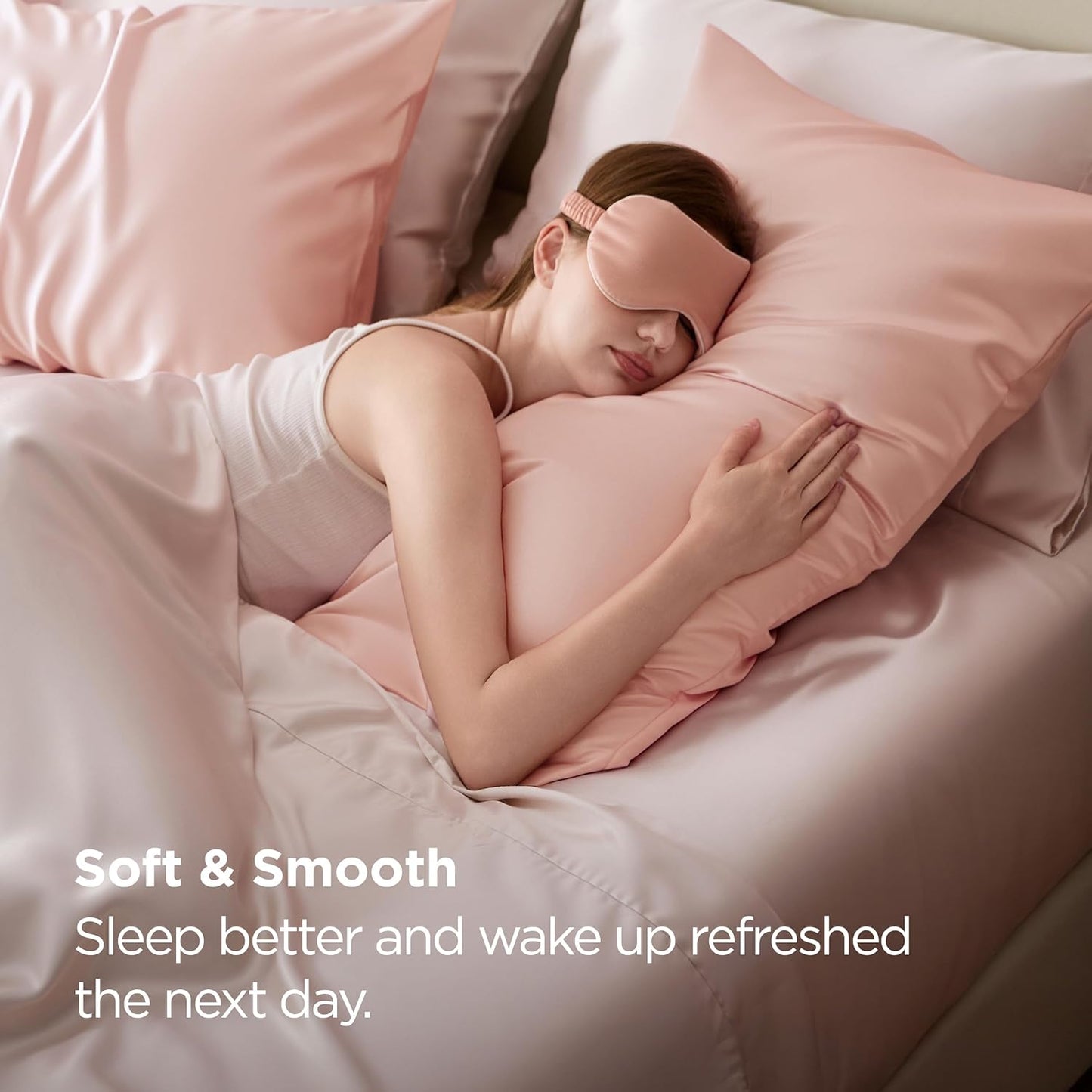 Bedsure Satin Pillowcase for Hair and Skin Queen - Peach Pink Silky Pillowcase 2 Pack with Envelope Closure, Similar to Silk Pillow Cases, Gifts for Women Men, 20x30 Inches, 2pcs