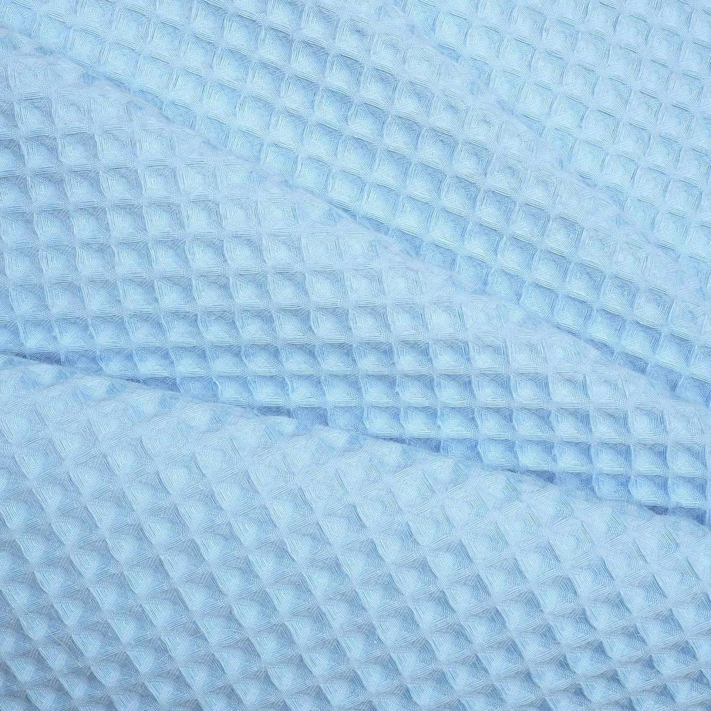 River Dream Sky Blue Fabric Shower Curtain Set, Cotton Blend, Waffle Weave, with Snap in Replacement Liner，71 x 74 inches