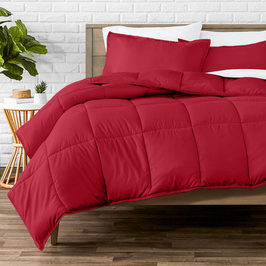 Bare Home Comforter Set - Queen Size - Ultra-Soft - Goose Down Alternative - Premium 1800 Series - All Season Warmth (Queen, Red)