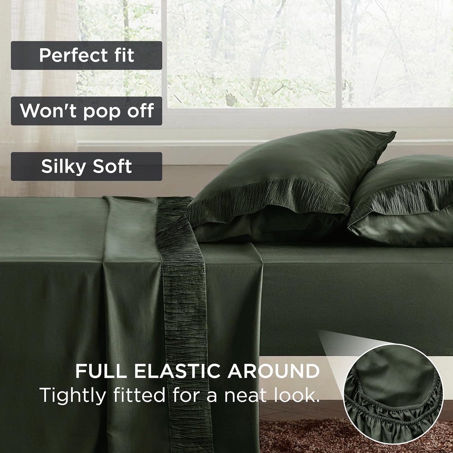 Bedsure Twin XL Sheet Sets Dorm Bedding - 3 Pieces Soft Extra Long Twin Sheets, Hotel Luxury, Easy Care Microfiber for Women, Men, Olive Green