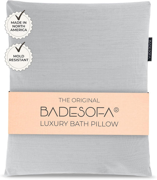 BADESOFA® Luxury Bathtub Pillow L - Large Bath Pillow for Therapeutic Neck and Back Support Quick-Drying - Washable Full Body Bath Tub Cushion - Luxury Spa Cushion in Grey