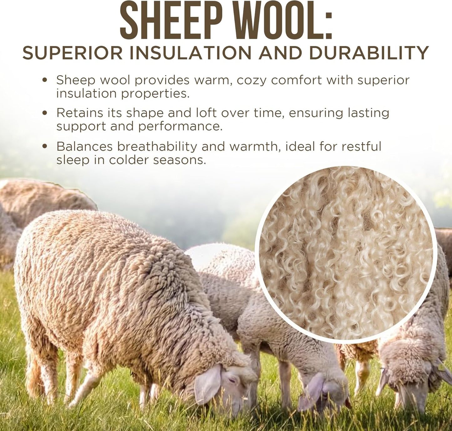 Desert Breeze Distributing Pure and Natural Australian Alpaca & Sheep Wool Comforter – Warm, Soft, Thick, Breathable Duvet Insert with Bamboo Viscose and Cotton Cover, Queen Size, 90x94 inches