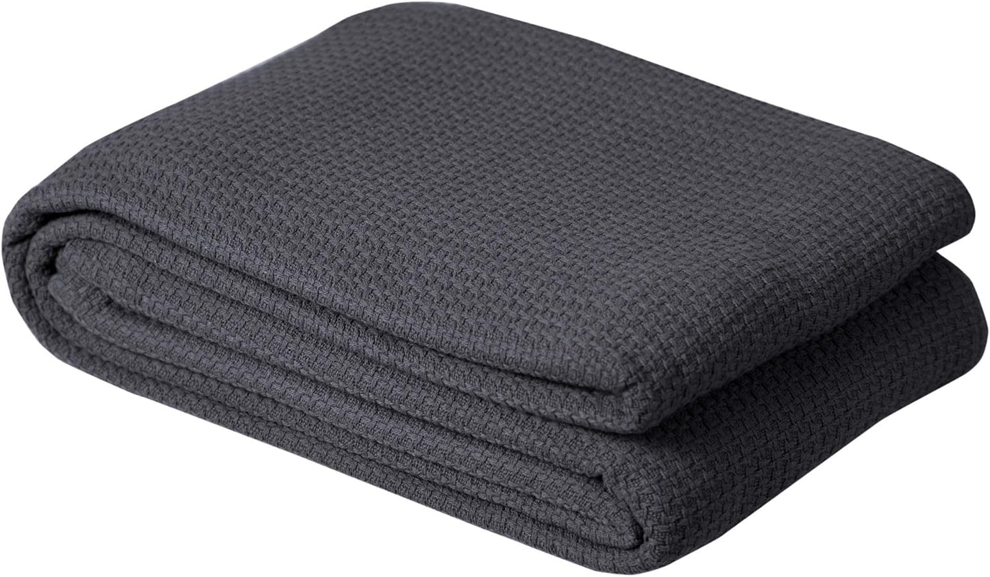 DOLLCENT 100% Cotton Twin Size Blanket for Bed, Premium Soft Combed Lightweight Blankets, Washed Breathable Cozy Bed Throw Blanket, Grey Twin Cotton Blankets for All Season: Grey (66"x90")