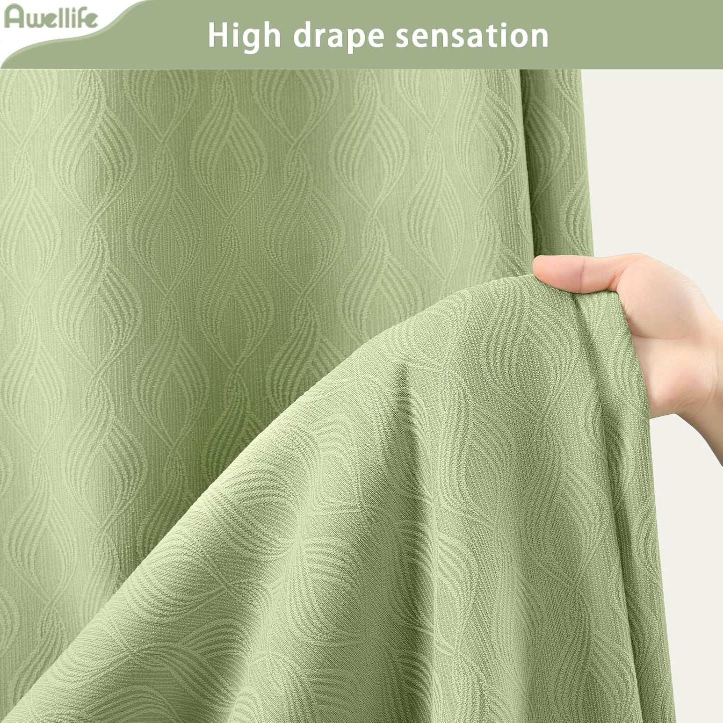 Awellife Modern Farmhouse Shower Curtains Sage Green for Bathroom Fabric Cotton Touch Bohemian Geometric Boho Minimalist Arch 72" L X 72" W