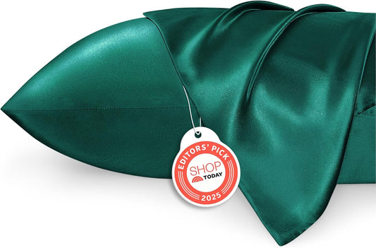 Bedsure King Size Satin Pillowcase Set of 2 - Dark Green Christmas Pillow Cases for Hair and Skin with Envelope Closure, Similar to Silk Pillow Cases, Gifts for Women, 20x36 Inches, 2pcs