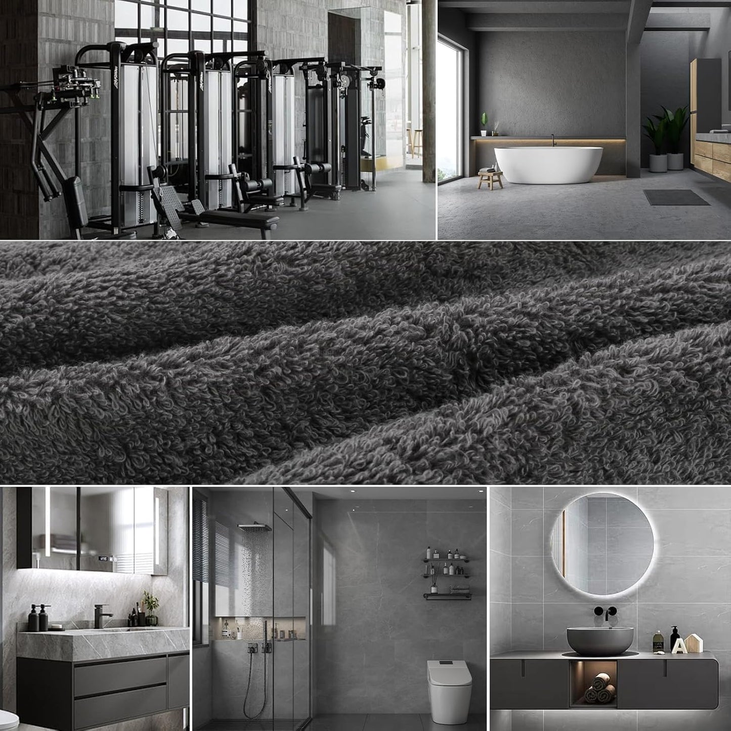 SEMAXE Grey Bath Towels Set of 4, 100% Cotton Luxury Bathroom Towels, Soft, Absorbent, and Quick-Drying, 55"x27", Perfect for Hotels, Gyms, and Spas