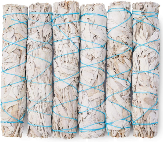 9-Inch White Sage Smudge Sticks ~ Sustainably Harvested ~ for Smudging & Cleansing ~ Instructions Included (6 Pack)