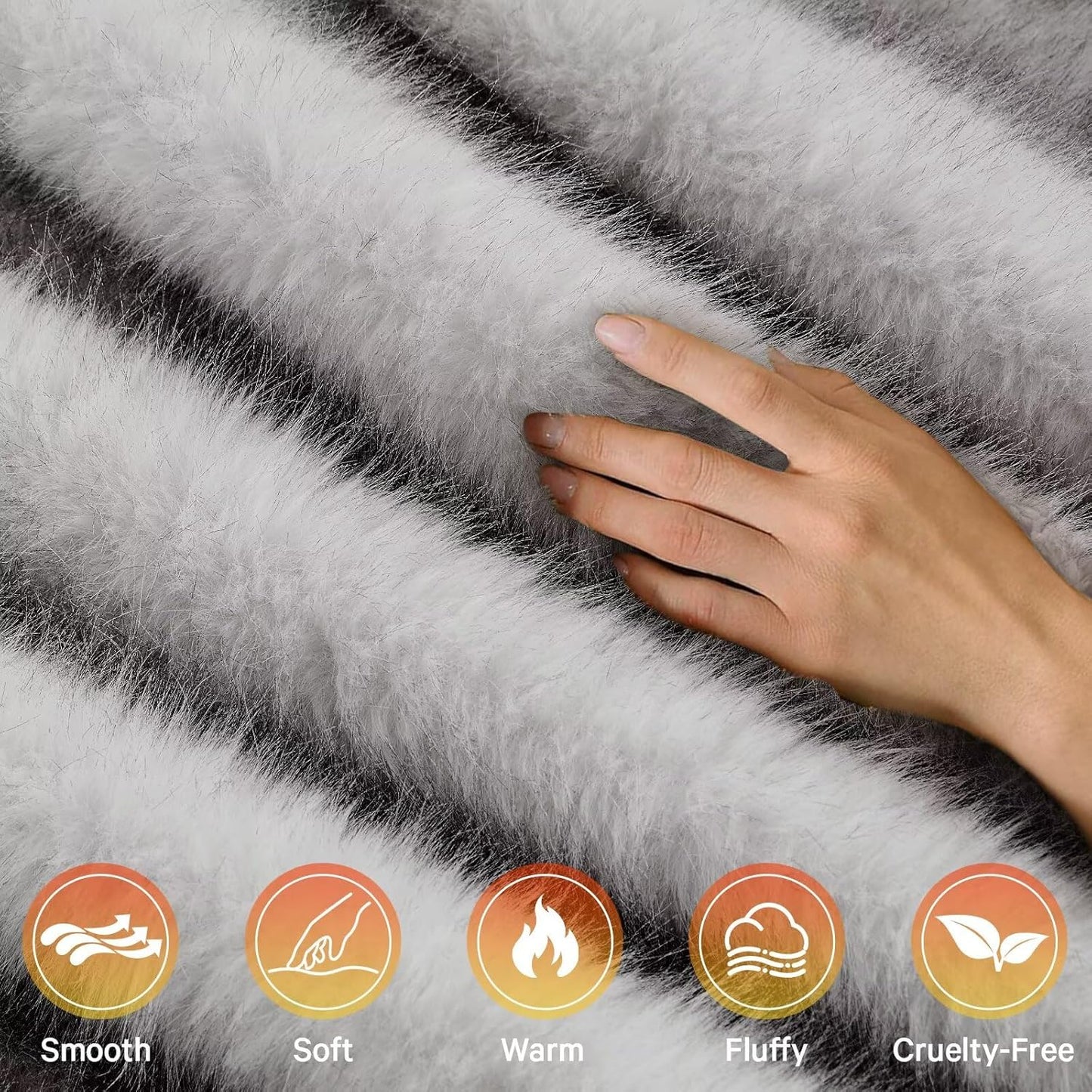 Faux Fur Heated Electric Blanket Throw, 50"X60" Heating Blanket Gifts for Women Mom Winter Warming Warm Luxury Super Cozy Fuzzy Heavy Plush Fluffy Decor, 10 Heat Levels 8H Auto Off,White