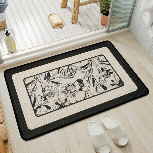 Bathroom Rugs, Ultra Thin Bath Mat Fit Under Door Super Absorbent Non Slip Quick Dry Bath Mat, Rubber Backing Shower Mat Outside Shower